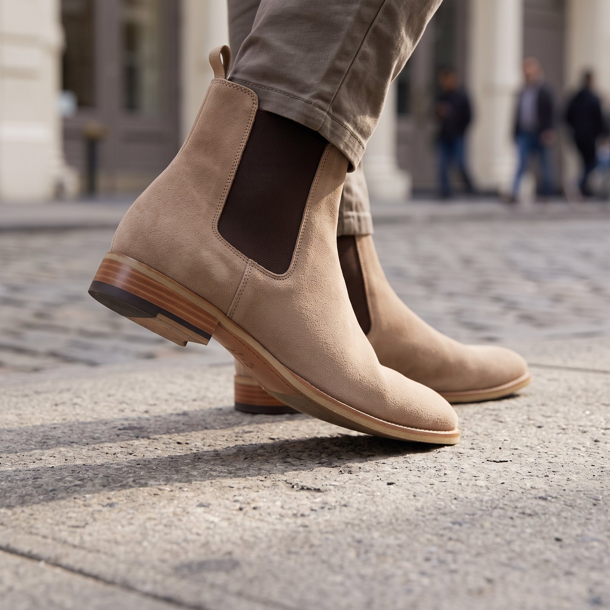 Men's Tan and Dark Brown Suede Chelsea Boots — Eldridge