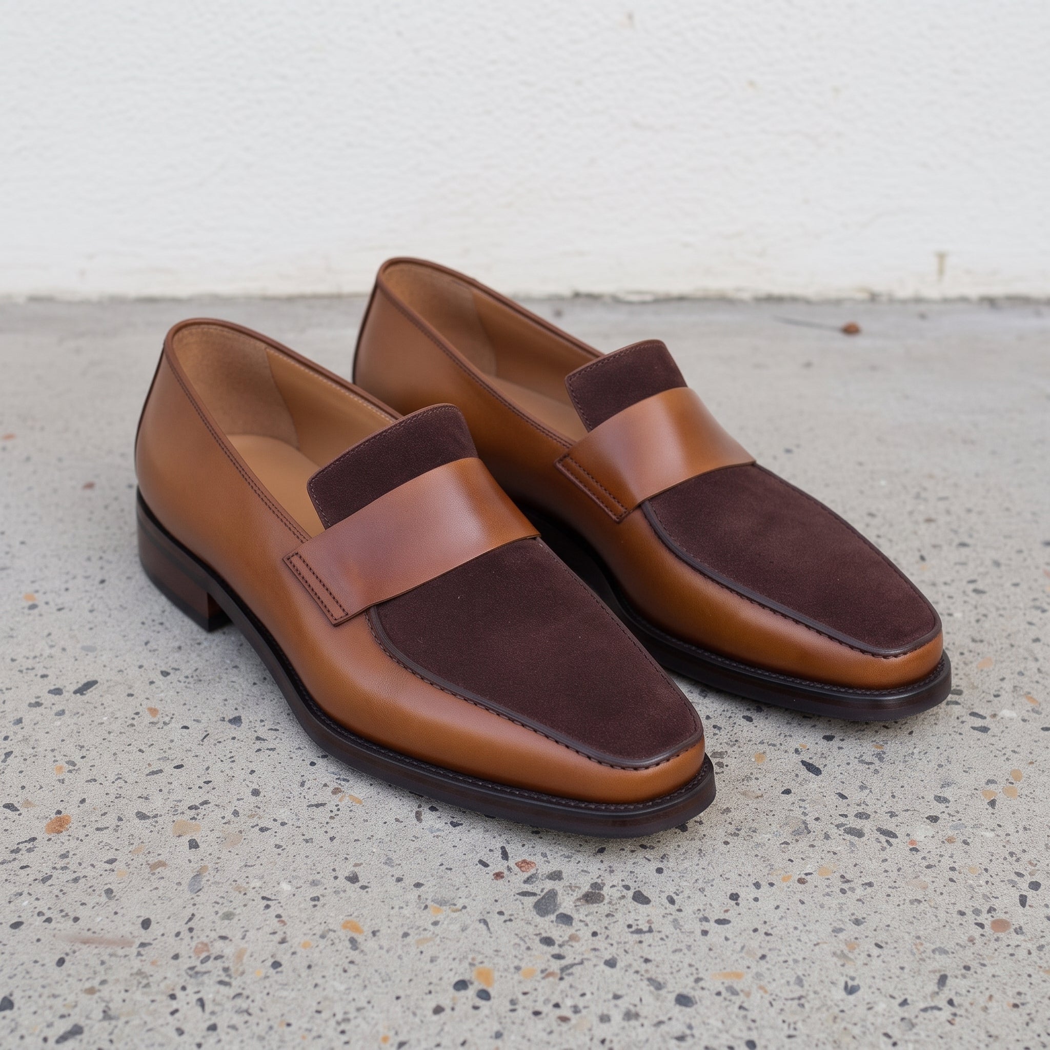 Men's Tan and Dark Brown Two-Tone Leather Penny Loafers — Francis — Francis