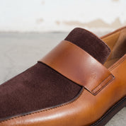 Men's Tan and Dark Brown Two-Tone Leather Penny Loafers — Francis — Francis