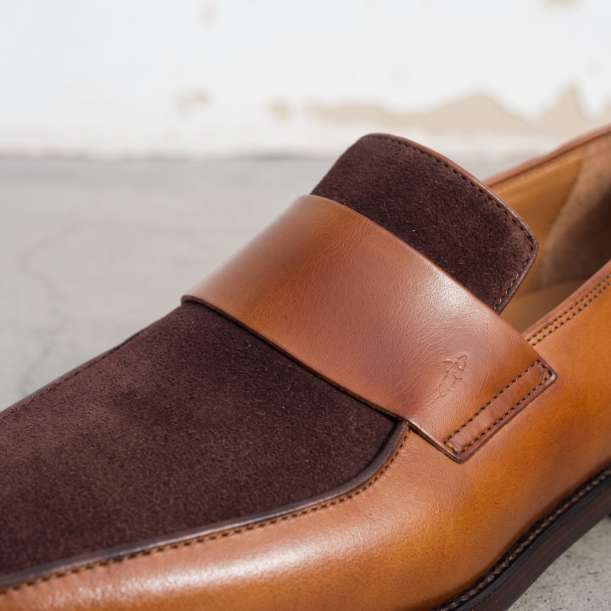 Men's Tan and Dark Brown Two-Tone Leather Penny Loafers — Francis — Francis