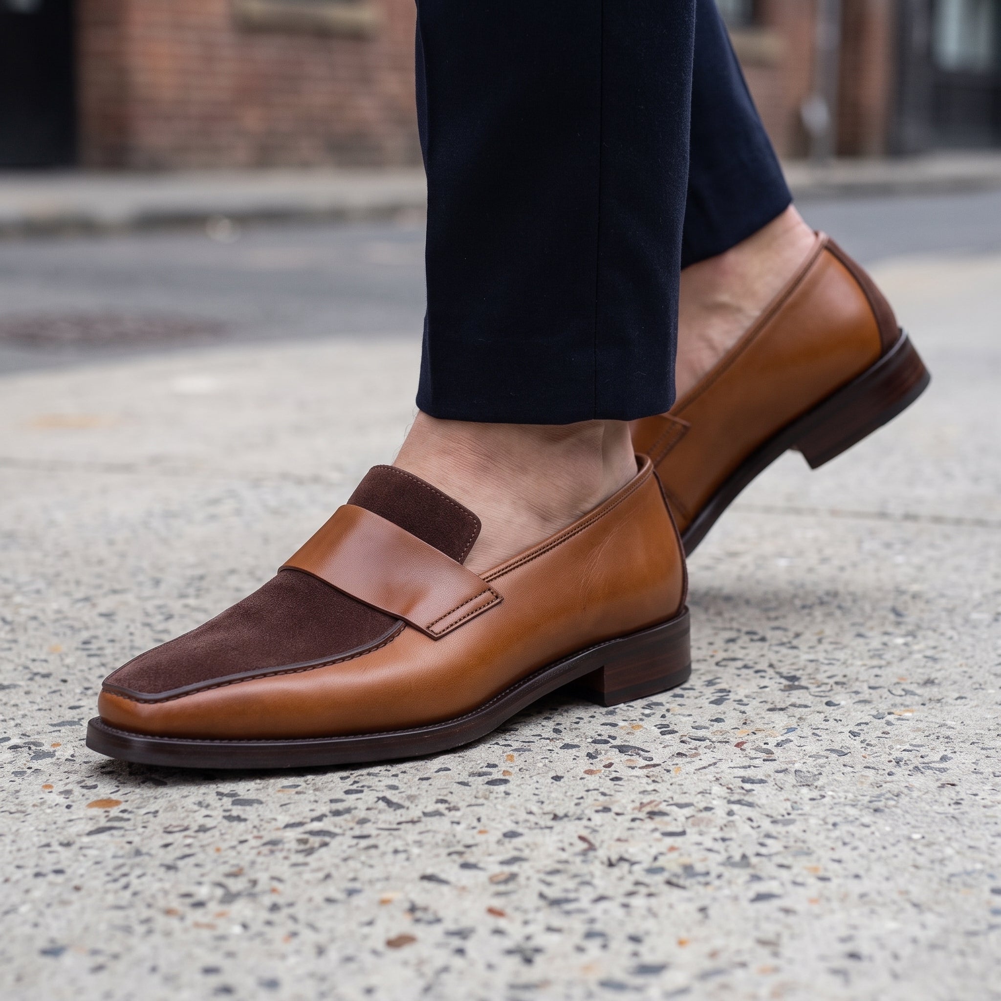 Men's Tan and Dark Brown Two-Tone Leather Penny Loafers — Francis — Francis