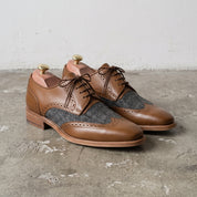 Men's Brown and Dark Grey Wingtip Leather Spectator Derbys — Primrose