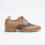 Men's Tan and Dark Grey Wingtip Leather Spectator Derbys — Primrose