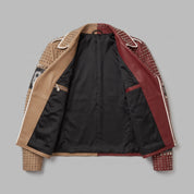 Men's Tan and Red Two-Tone Leather Perfecto Biker Jacket — Morris