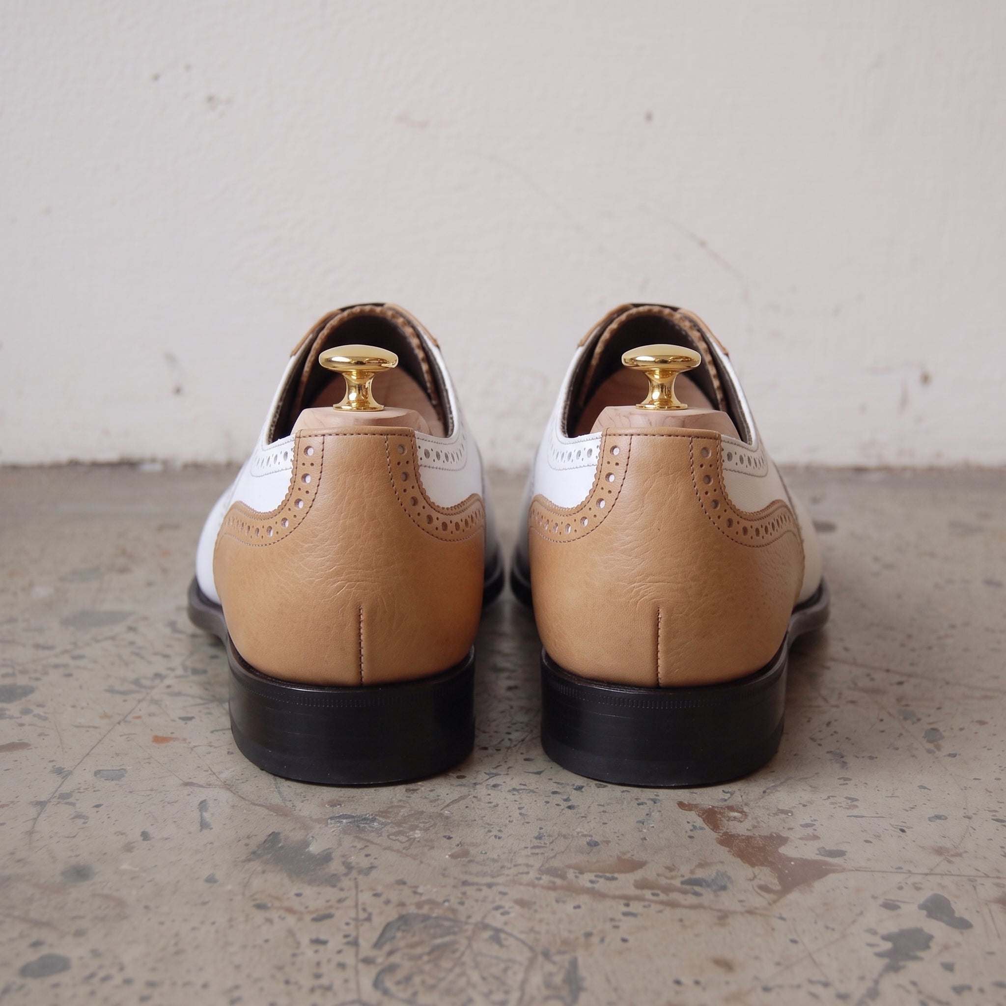 Men's Tan and White Cap-Toe Leather Spectator Oxfords — Hodgson