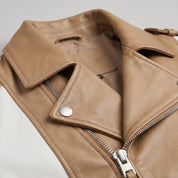 Men's Tan and White Leather Perfecto Biker Jacket — Blunt