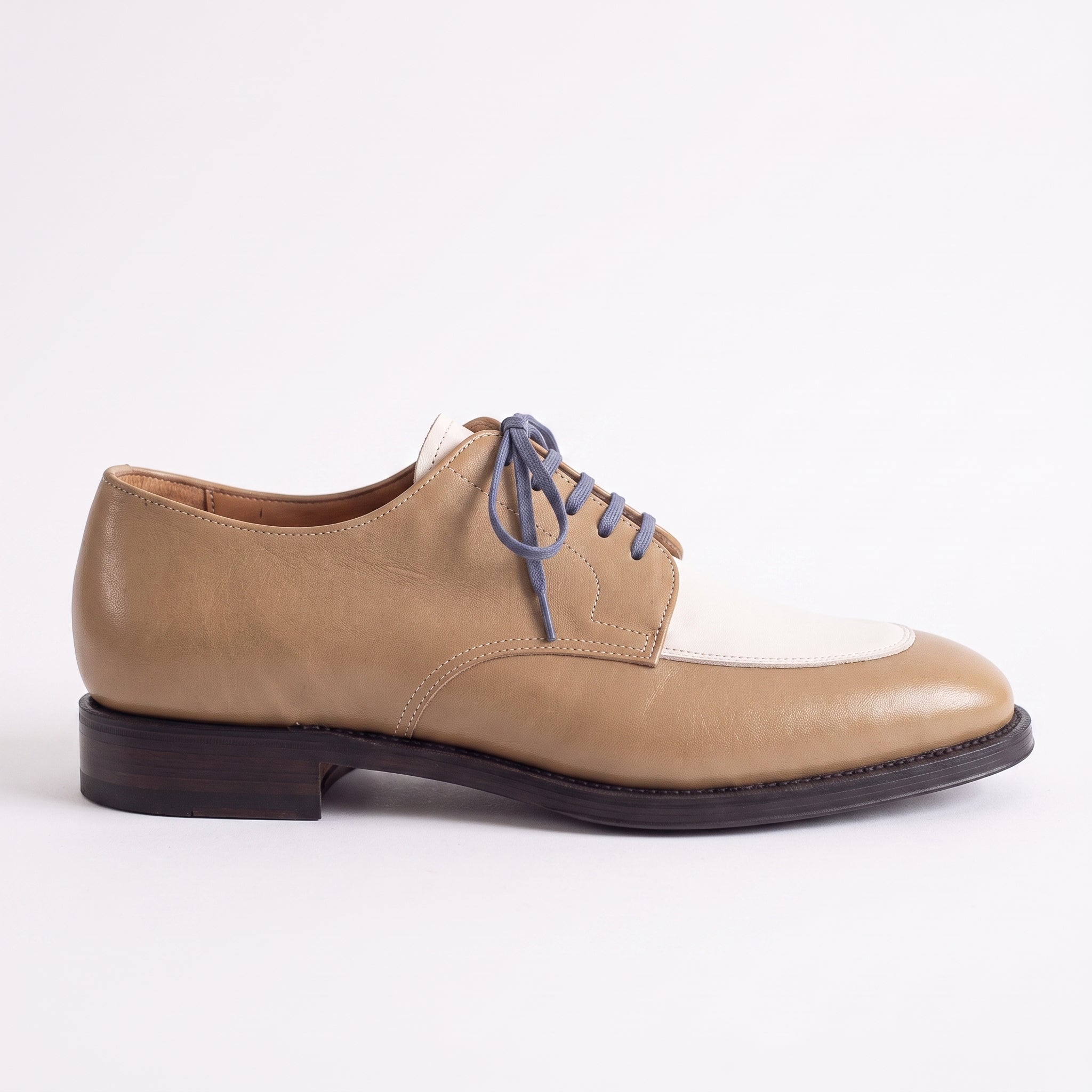Men's Tan and White Leather Derby Shoes — Fosbrooke — Fosbrooke