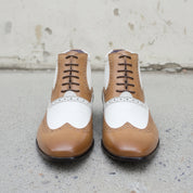 Men's Tan and White Wingtip Leather Spectator Oxfords — Scott — Scott