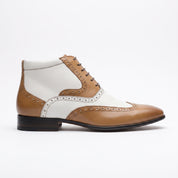 Men's Tan and White Wingtip Leather Spectator Oxfords — Scott — Scott