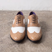 Men's Tan and White Wingtip Leather Spectator Oxfords — Bardolph