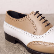 Men's Tan and White Wingtip Leather Spectator Oxfords — Bridgham