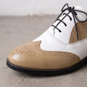 Men's Tan and White Wingtip Leather Spectator Oxfords — Calthorpe