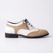 Men's Tan and White Wingtip Leather Spectator Oxfords — Calthorpe