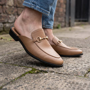 Men's Tan Apron-Toe Leather Bit Loafers — Gladstone