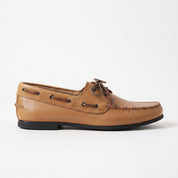 Men's Tan Apron-Toe Leather Boat Shoes — Lumsden