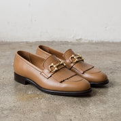 Men's Tan Plain-Toe Leather Bit Loafers — Dursley