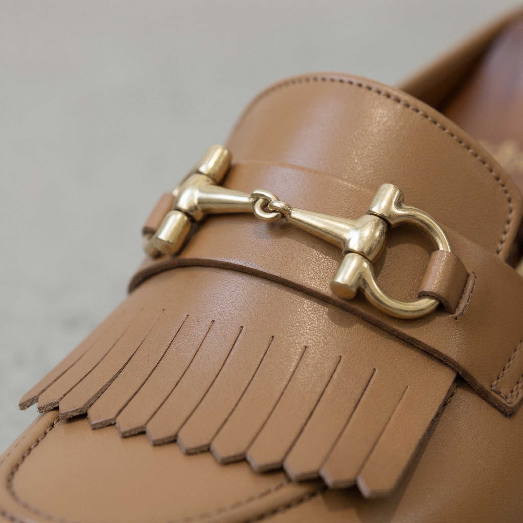 Men's Tan Plain-Toe Leather Bit Loafers — Dursley