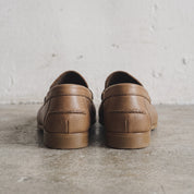 Men's Tan Apron-Toe Leather Penny Loafers — Liversedge