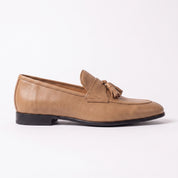Men's Tan Apron-Toe Leather Tassel Loafers — Atley