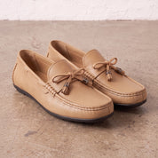 Men's Tan Apron-Toe Leather Tassel Loafers — Birtley
