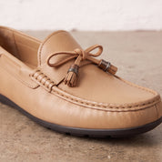 Men's Tan Apron-Toe Leather Tassel Loafers — Birtley