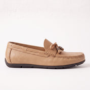 Men's Tan Apron-Toe Leather Tassel Loafers — Birtley