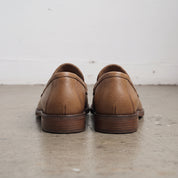 Men's Tan Apron-Toe Pebbled Leather Penny Loafers — Lanyon