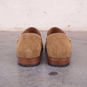 Men's Tan Apron-Toe Suede Monk Strap Loafers — Dishington