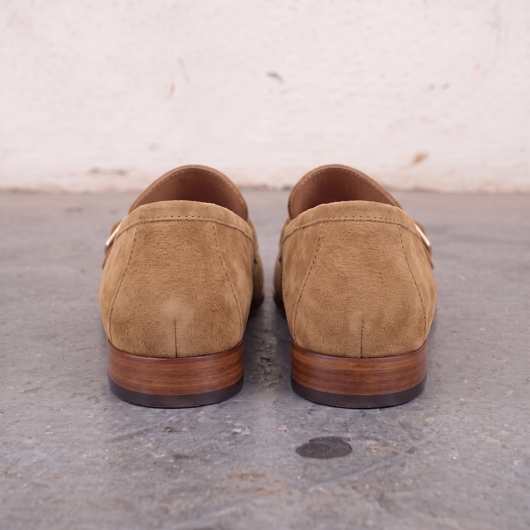 Men's Tan Apron-Toe Suede Monk Strap Loafers — Dishington
