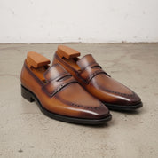 Men's Tan, Brown, and Burgundy Leather Penny Loafers — Chilton