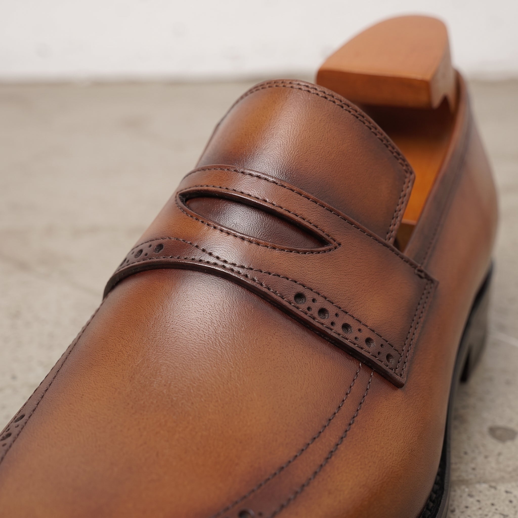 Men's Tan, Brown, and Burgundy Leather Penny Loafers — Chilton