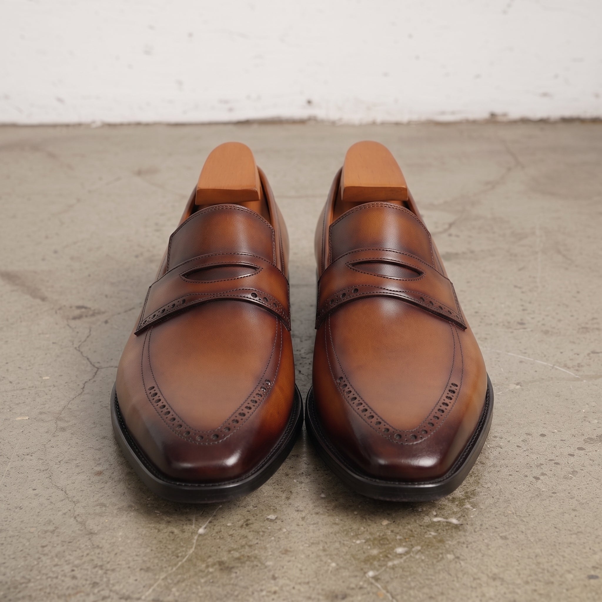 Men's Tan, Brown, and Burgundy Leather Penny Loafers — Chilton