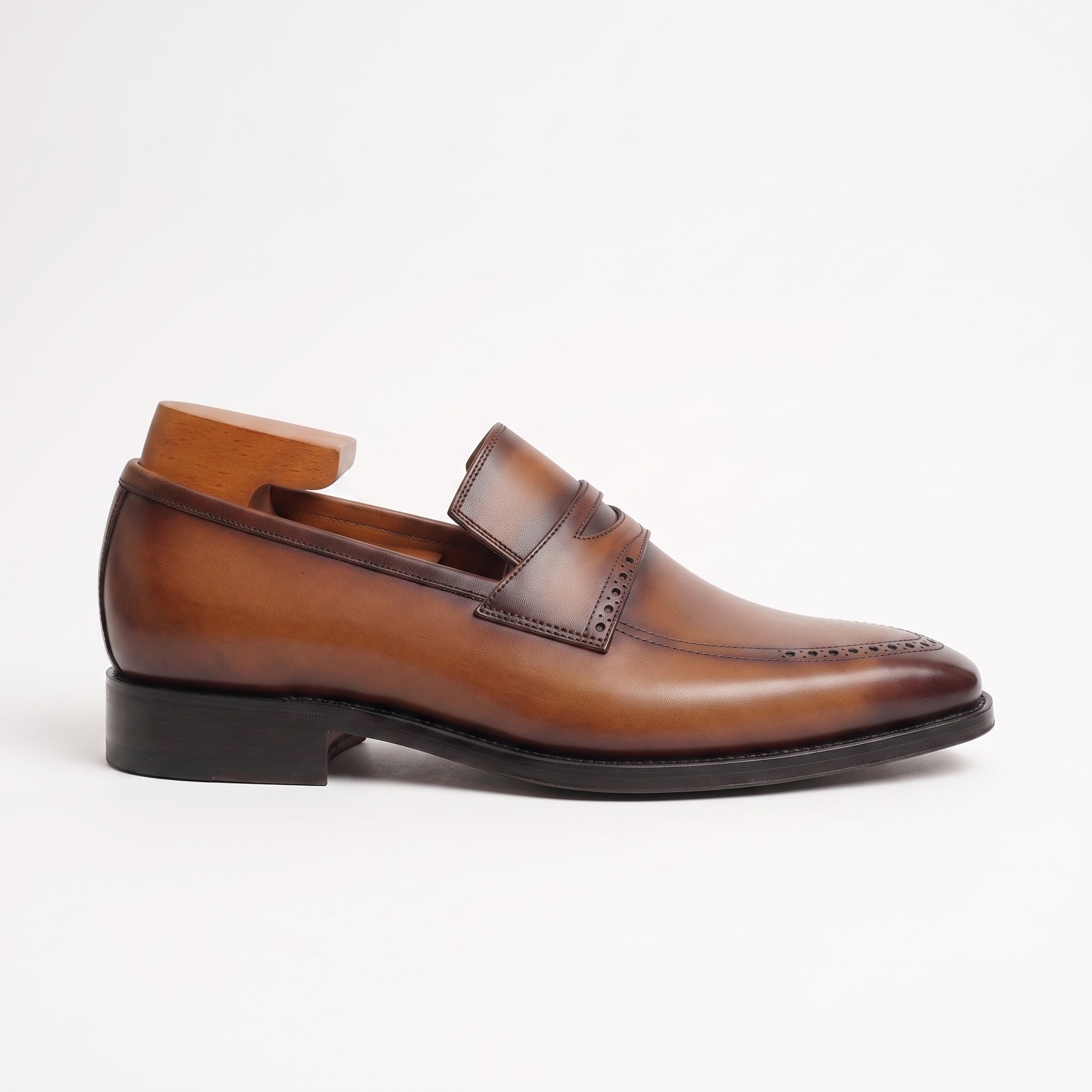 Men's Tan, Brown, and Burgundy Leather Penny Loafers — Chilton