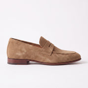Men's Tan Suede Apron-Toe Penny Loafers — Bellingham