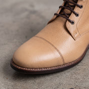 Men's Tan Cap-Toe Leather Ankle Boots — Newport