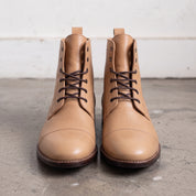 Men's Tan Cap-Toe Leather Ankle Boots — Newport