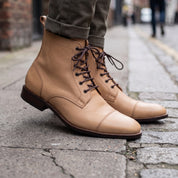 Men's Tan Cap-Toe Leather Ankle Boots — Newport