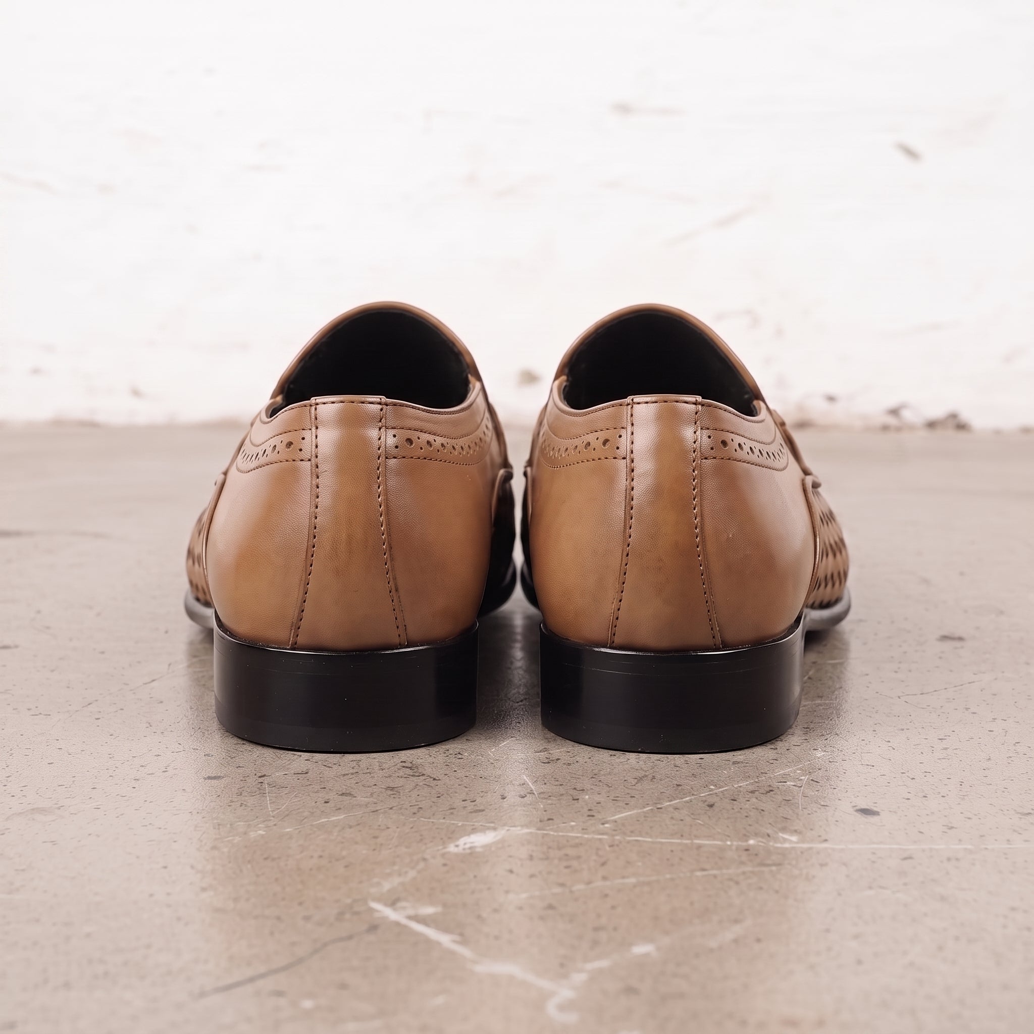Men's Tan Cap-Toe Leather Bit Loafers — Hodson