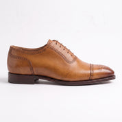 Men's Tan Cap-Toe Leather Brogue Oxfords — Faversham
