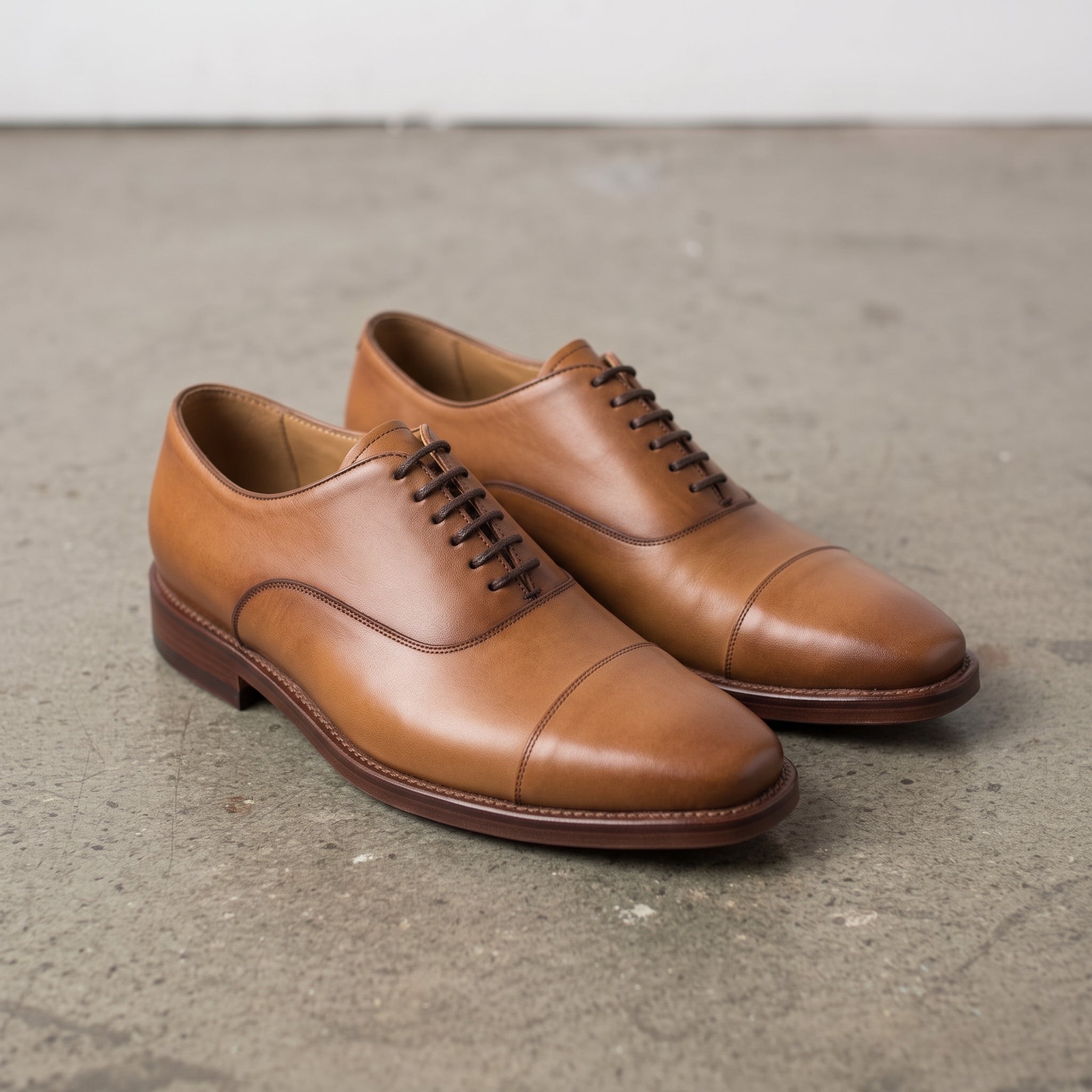 Men's Tan Cap-Toe Leather Oxfords — Estcourt