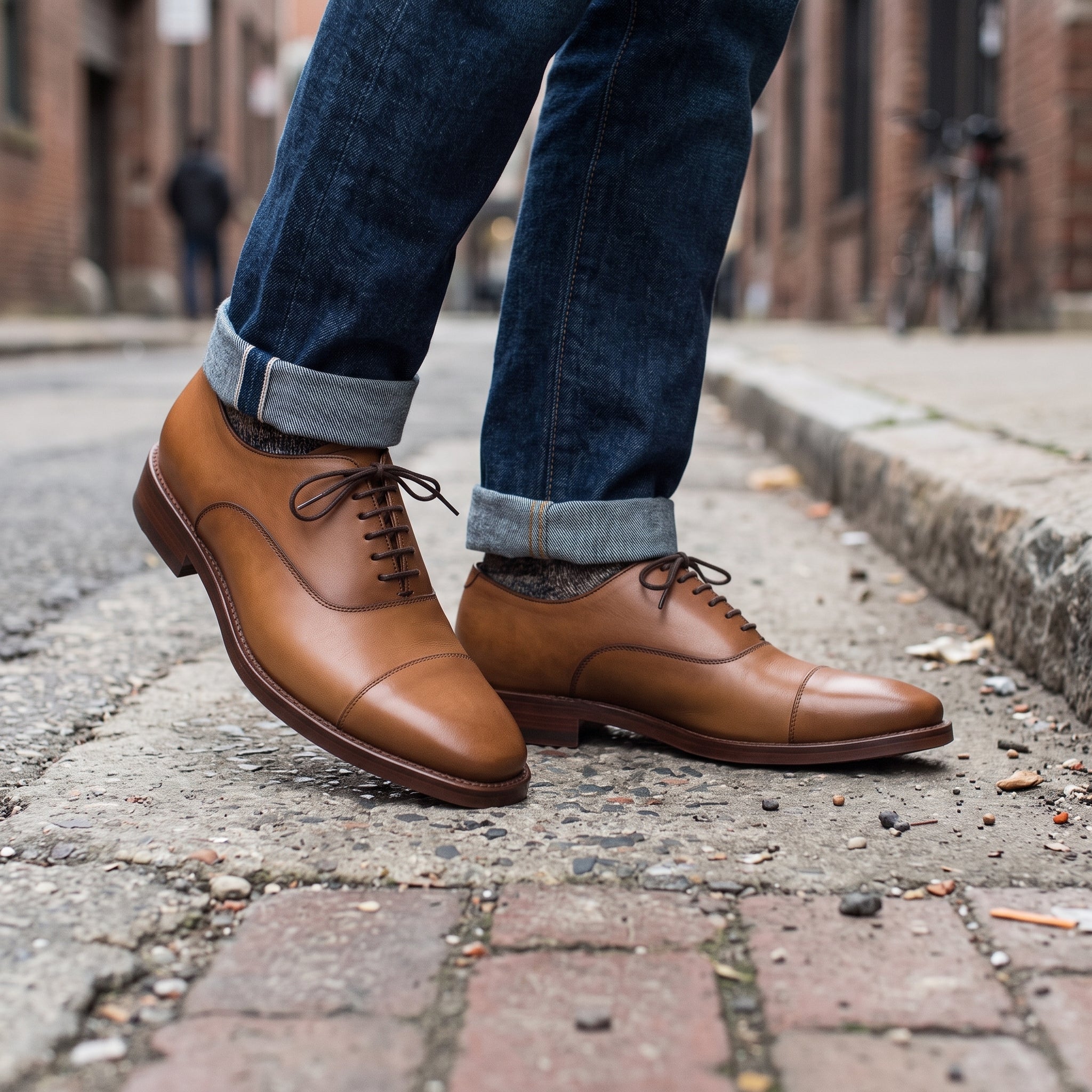 Men's Tan Cap-Toe Leather Oxfords — Estcourt