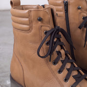Men's Tan Cap-Toe Leather Combat Boots — Storey