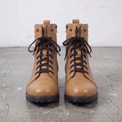 Men's Tan Cap-Toe Leather Combat Boots — Storey