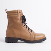 Men's Tan Cap-Toe Leather Combat Boots — Storey