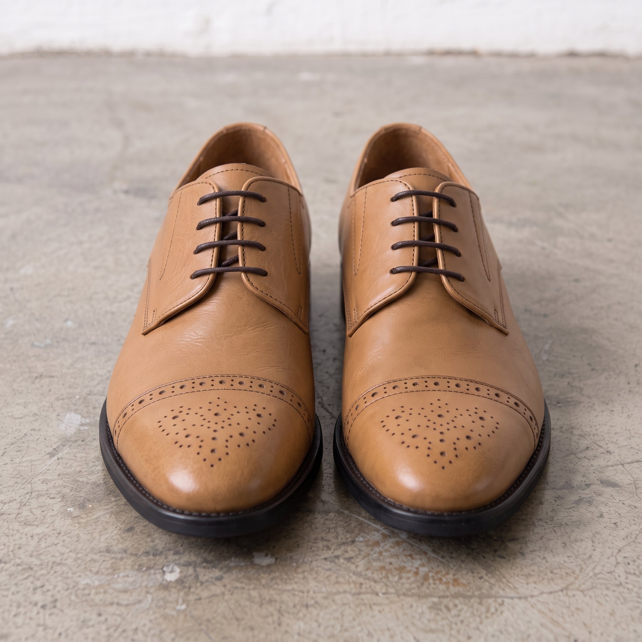Men's Tan Cap-Toe Leather Derby — Adstock