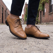 Men's Tan Cap-Toe Leather Derby — Adstock