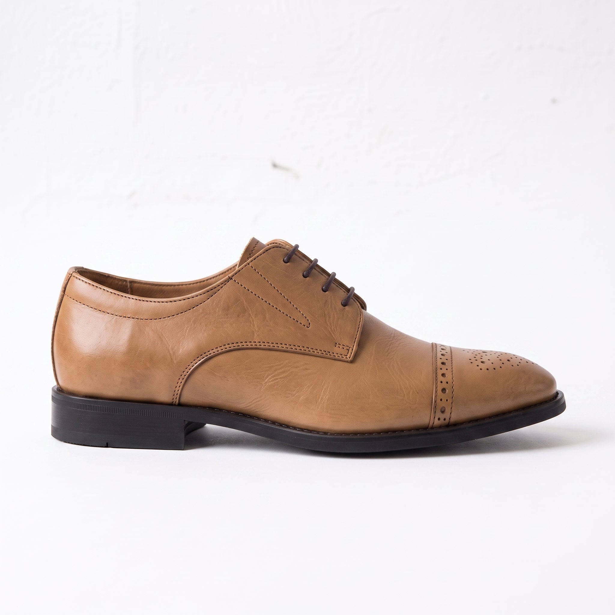 Men's Tan Cap-Toe Leather Derby — Adstock