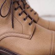 Men's Tan Cap-Toe Leather Derby Ankle Boots — Ickleton