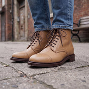 Men's Tan Cap-Toe Leather Derby Ankle Boots — Ickleton
