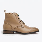 Men's Tan Cap-Toe Leather Derby Boots — Eltham